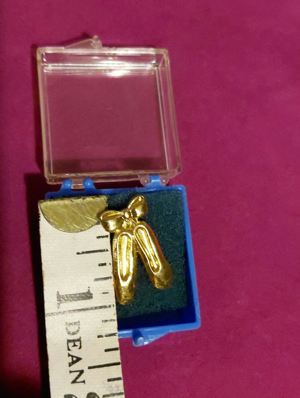 3 Vintage Ballet Slippers NWOT Chenille Pins Gold Tone Individual Cases Set Of 3